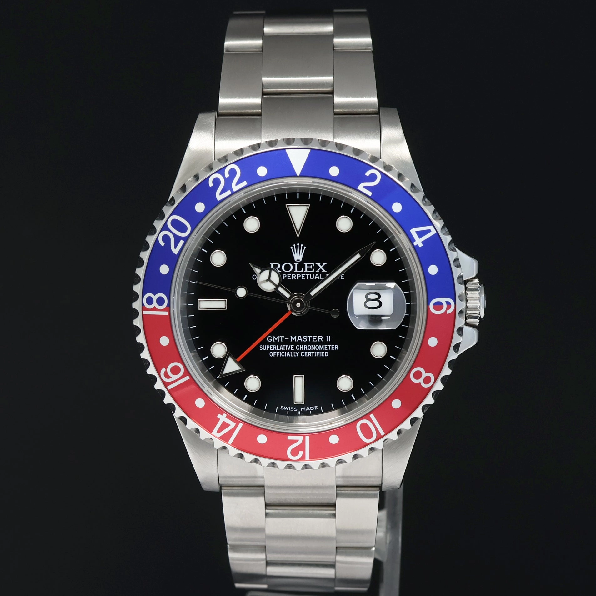 2006 ERROR STICK Rolex GMT-Master II 2 Pepsi Blue 40mm Steel 16710 NO HOLES Watch