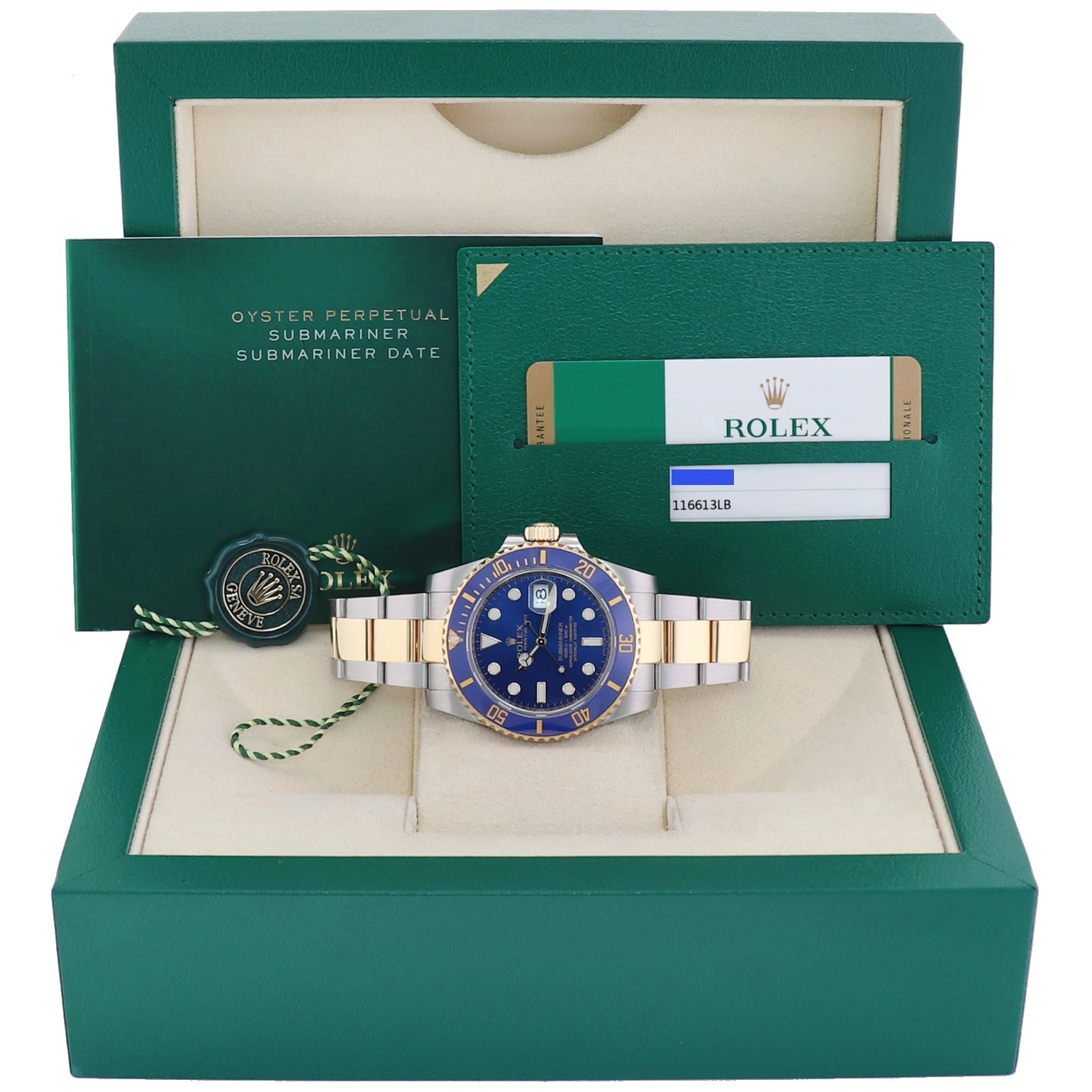 2019 MINT PAPERS Rolex Submariner Blue Ceramic 116613LB Two Tone Gold Watch Box