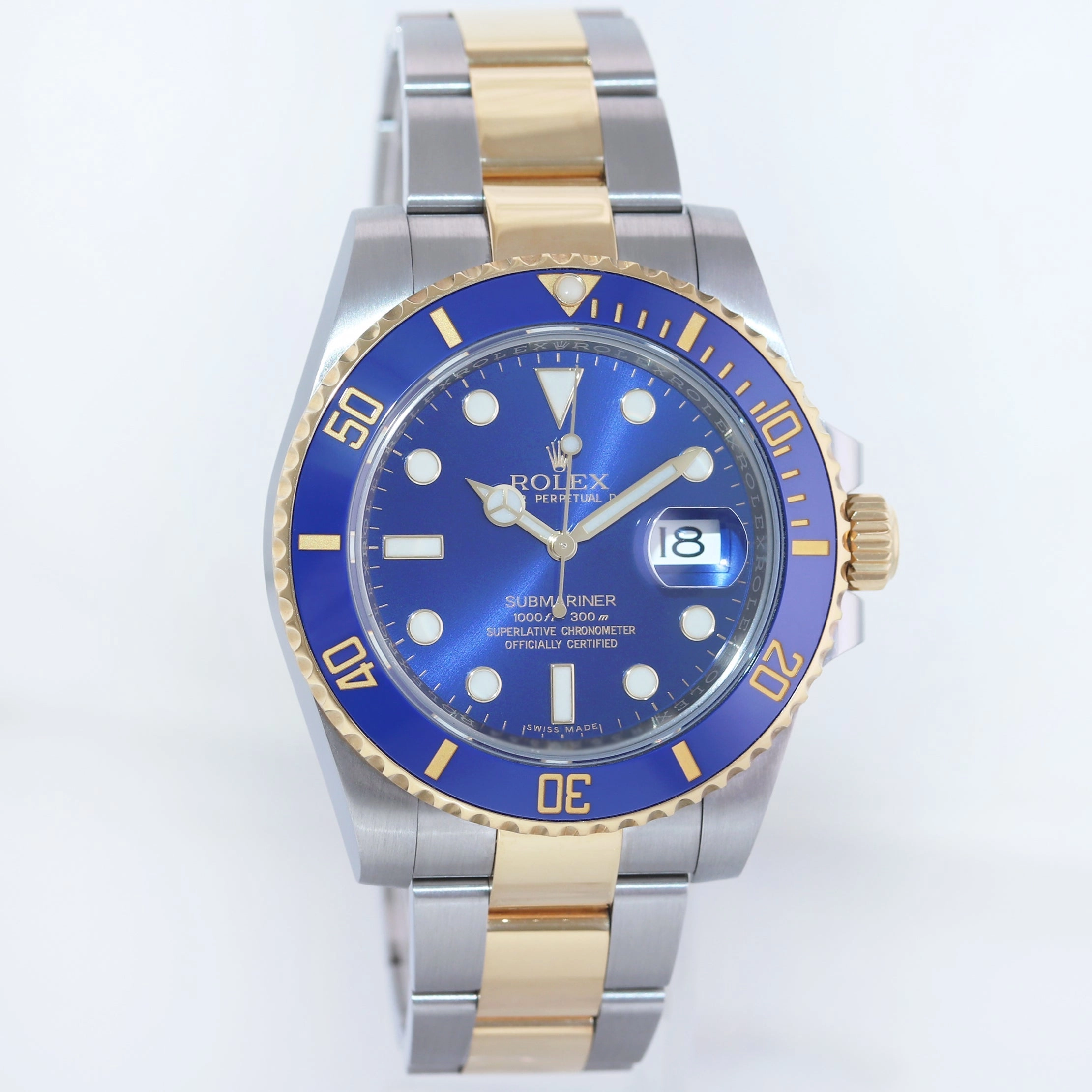 2019 MINT PAPERS Rolex Submariner Blue Ceramic 116613LB Two Tone Gold Watch Box