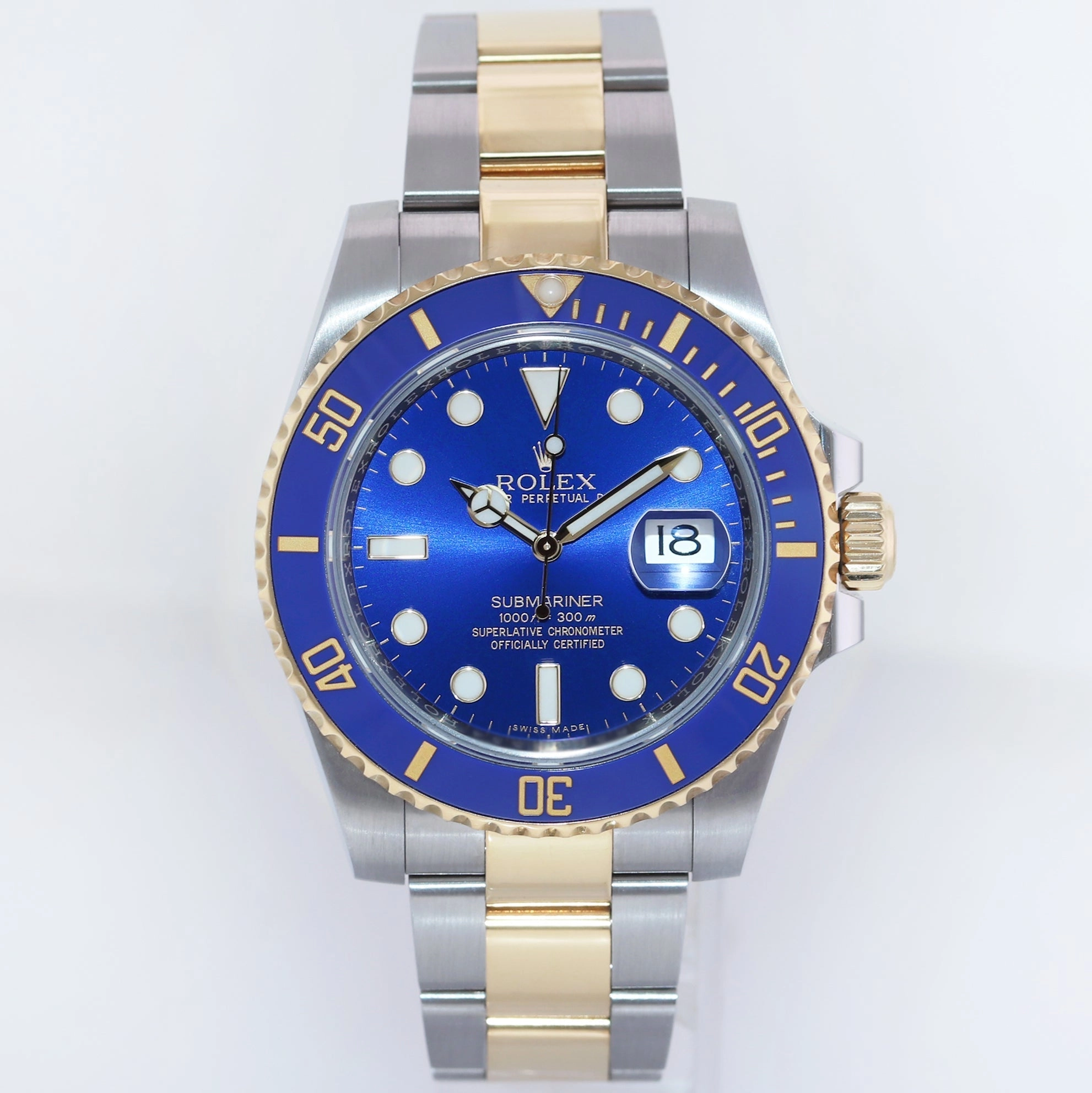 2019 MINT PAPERS Rolex Submariner Blue Ceramic 116613LB Two Tone Gold Watch Box