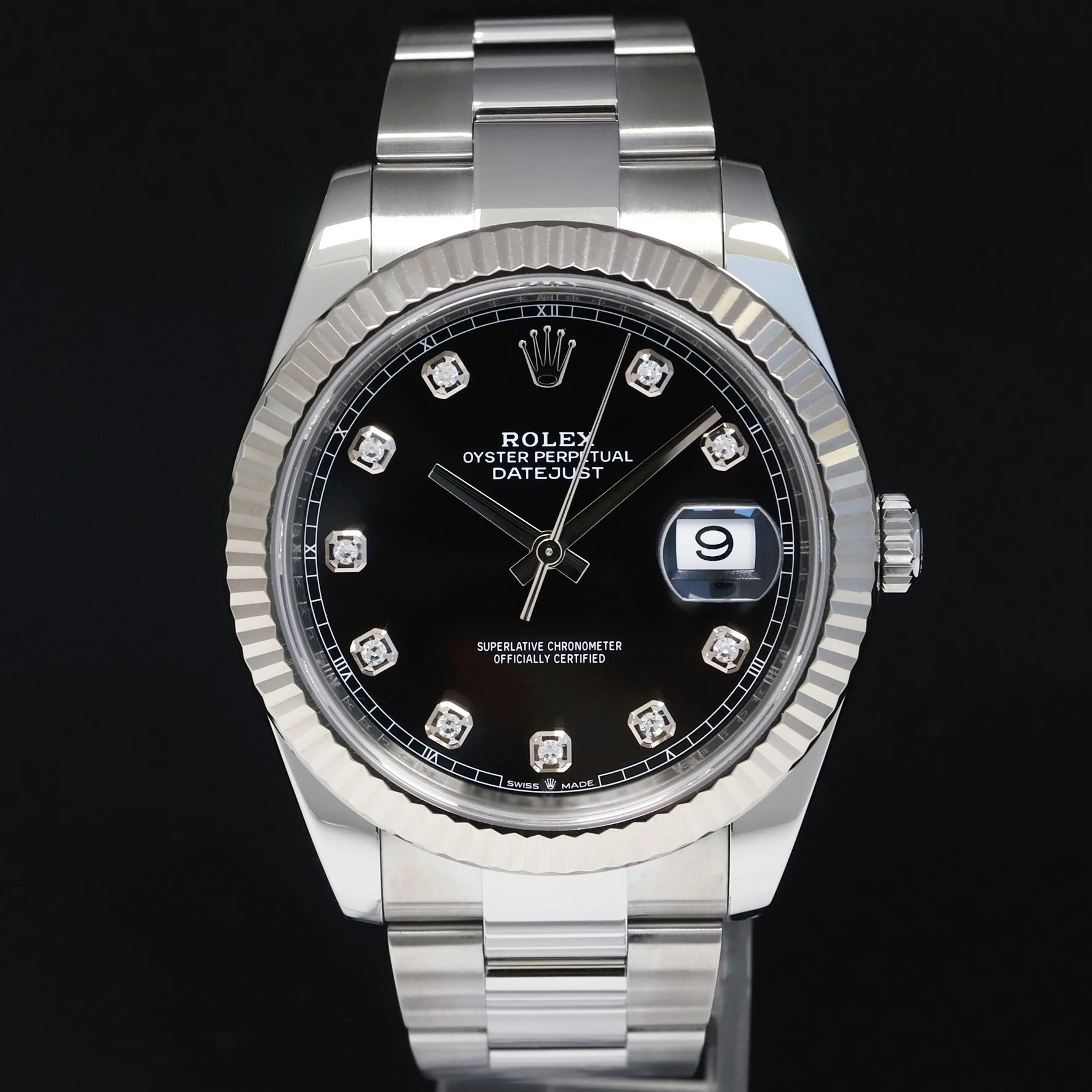 2023 Rolex DateJust 41 126334 Black Diamond White Gold 41mm Fluted Watch Box