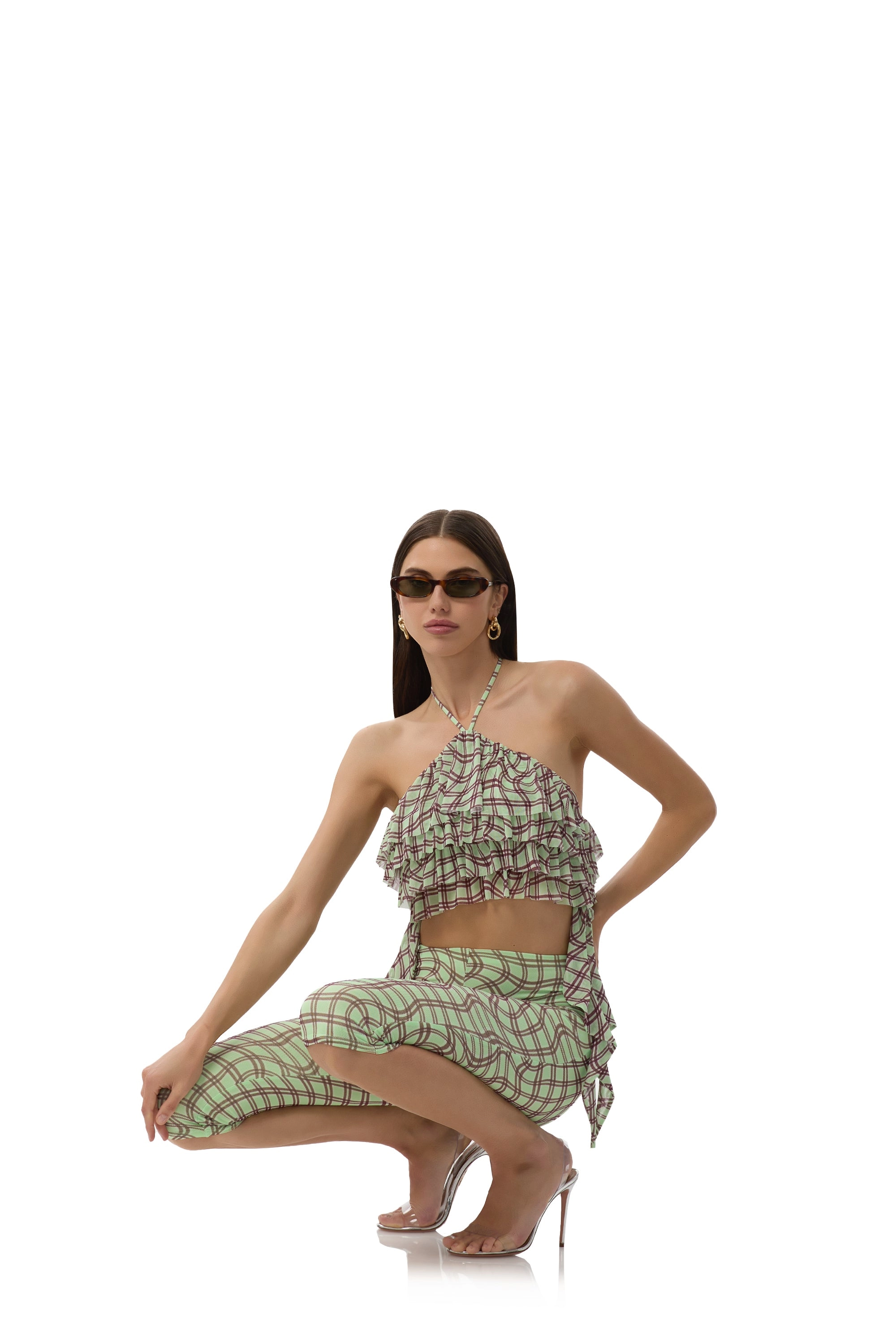 Agia Top - Mint Plaid