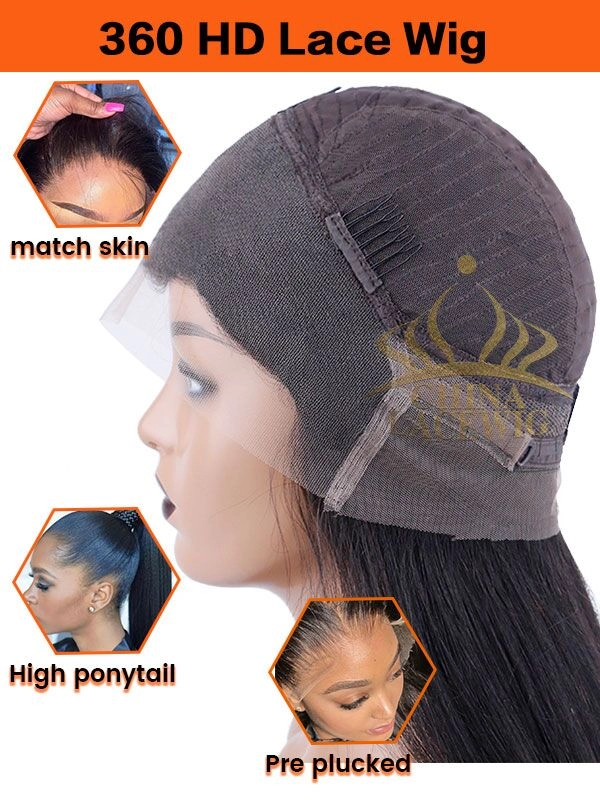 Black Friday 24hrs shipping Chinalacewig 360 Undetectable HD Lace Deep Curly Wig Pre-plucked Hairline BK05