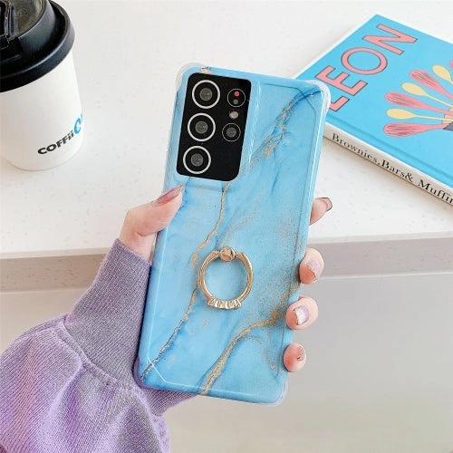 For Samsung Galaxy Note 20 Four Corners Anti-Shattering Gold Marble IMD Phone Case with Metal