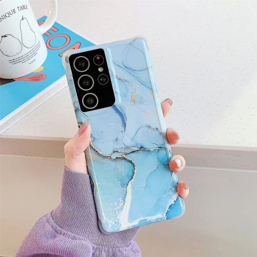 For Samsung Galaxy Note20 Four Corners Anti-Shattering Flow Gold Marble IMD Phone Back Cover Case