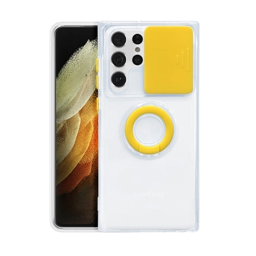 For Samsung Galaxy S22 5G Sliding Camera Cover TPU Protective Case with Ring