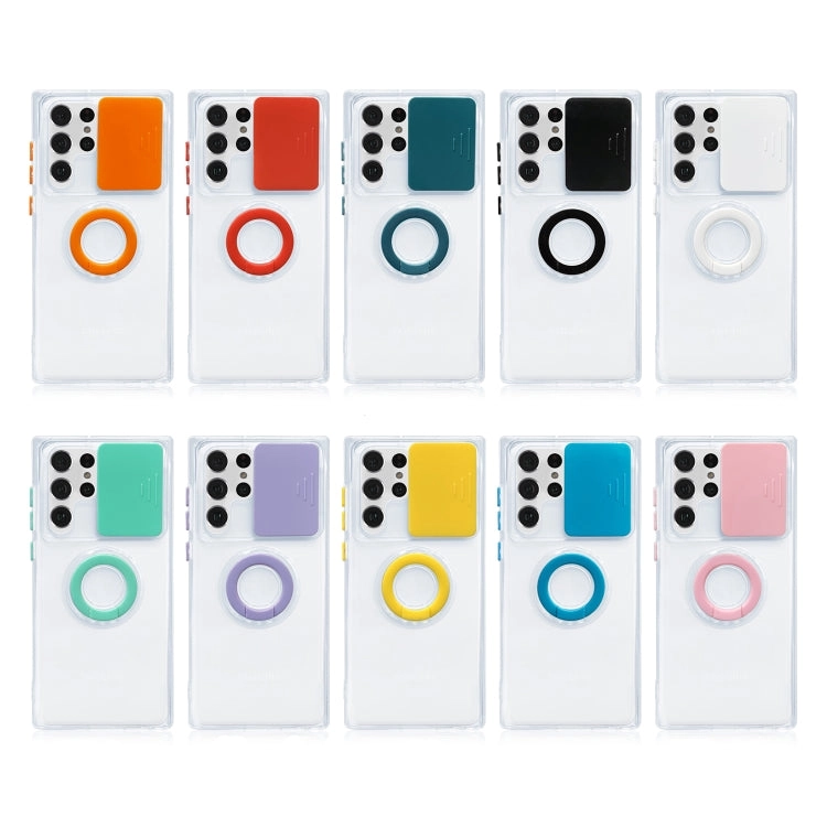 For Samsung Galaxy S22 5G Sliding Camera Cover TPU Protective Case with Ring