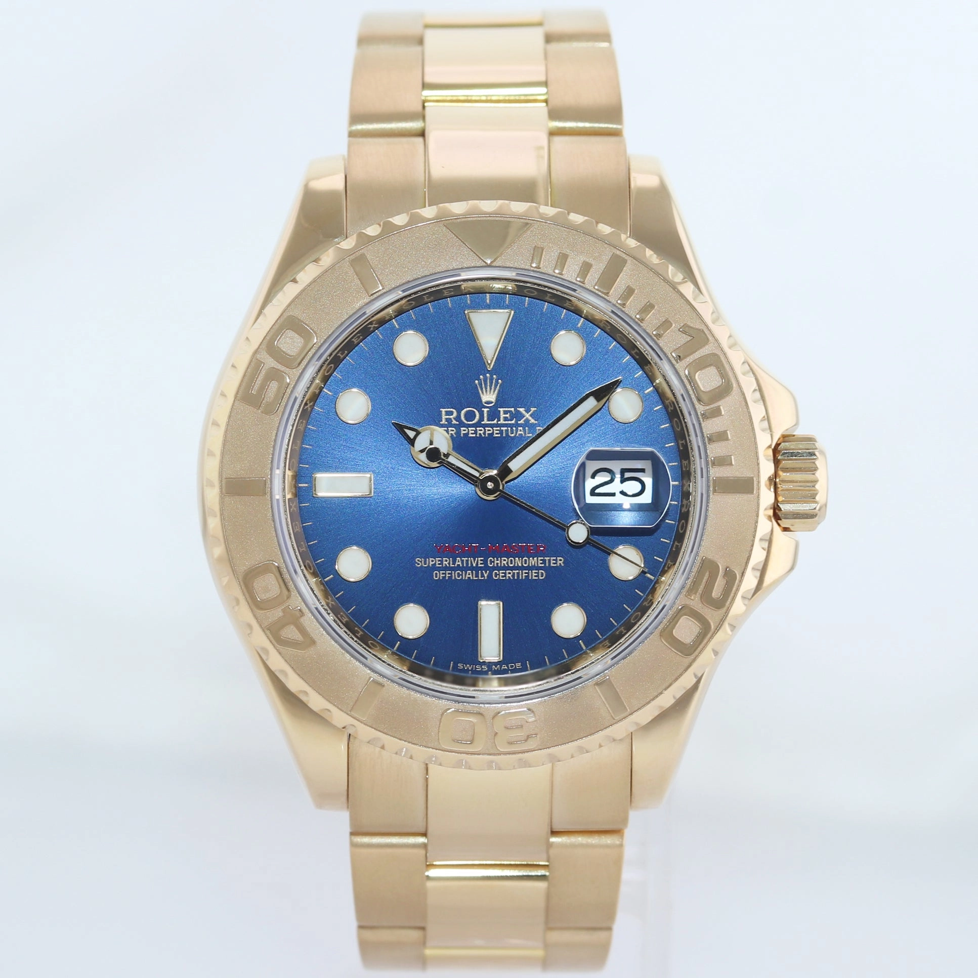 MINT 2009 Rolex Yacht-Master Yellow Gold 16628 40mm Blue Watch Box