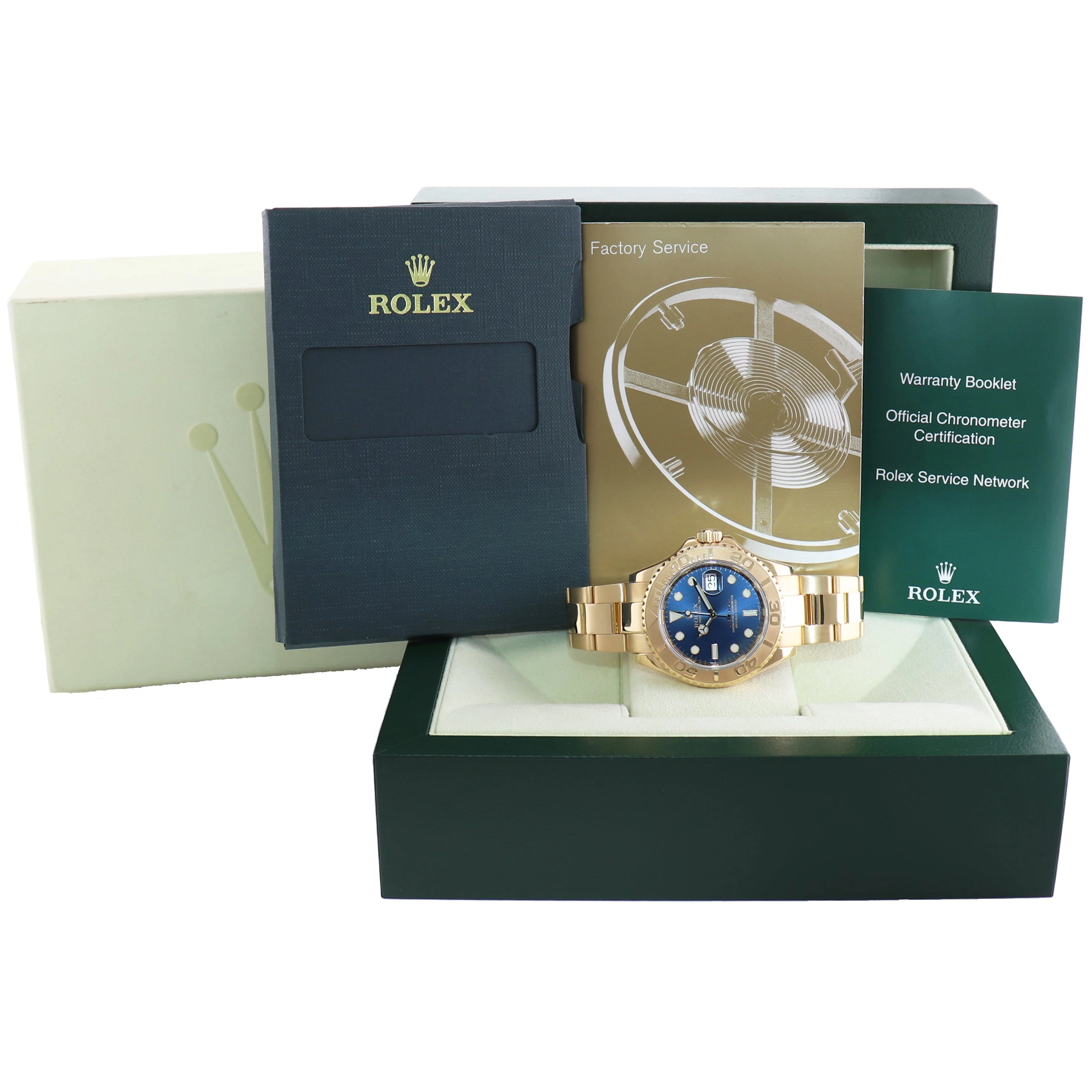 MINT 2009 Rolex Yacht-Master Yellow Gold 16628 40mm Blue Watch Box