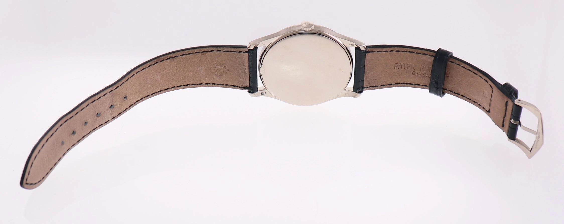 MINT Patek Philippe 5196G 37mm 18k White Gold Calatrava Black Leather Watch Box