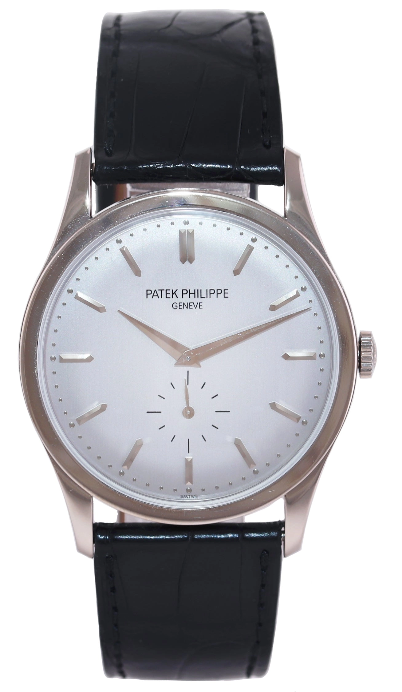 MINT Patek Philippe 5196G 37mm 18k White Gold Calatrava Black Leather Watch Box