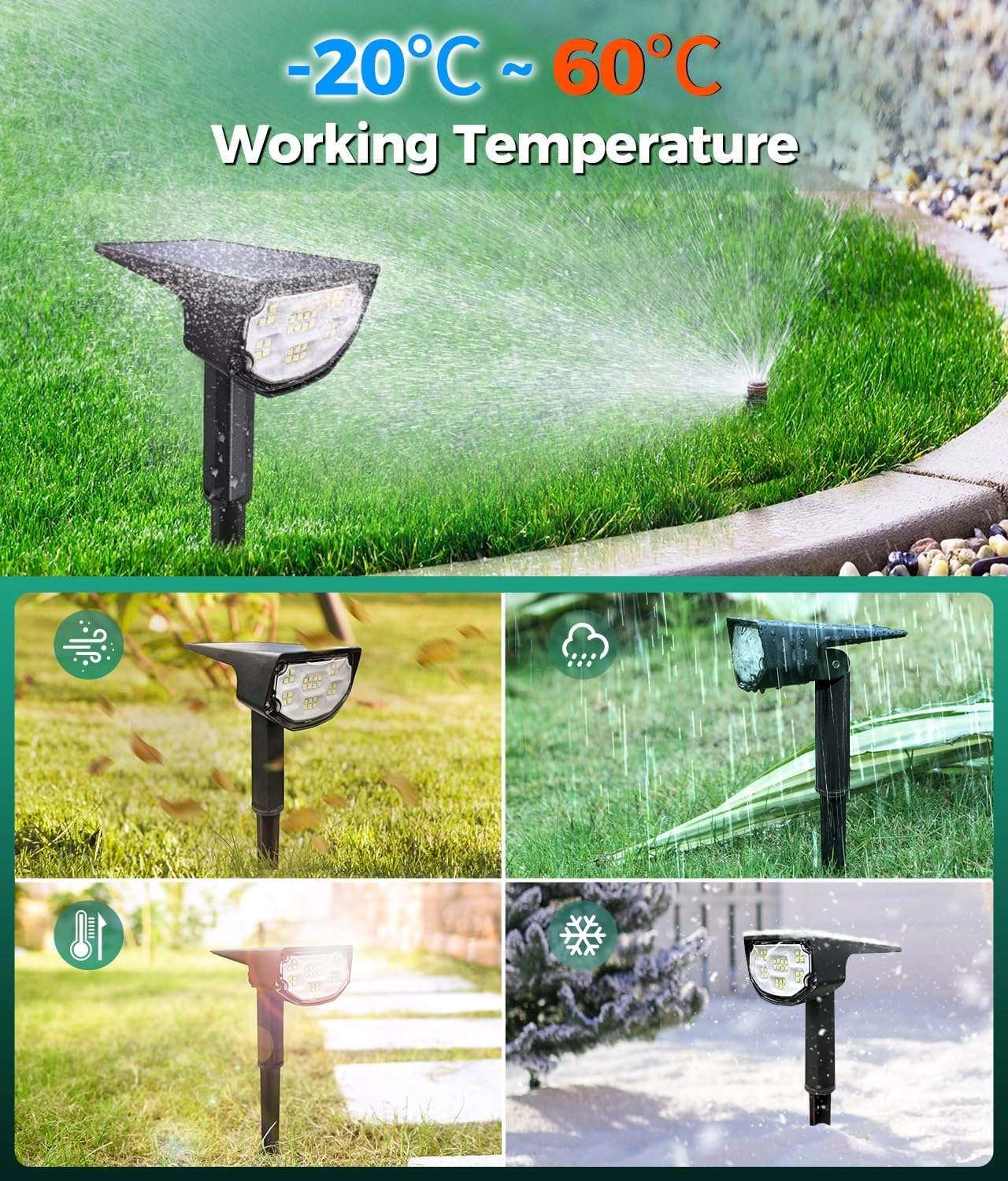 Mpow Motion Sensor Solar Landscape Spotlights 30 LEDs 4 Pack