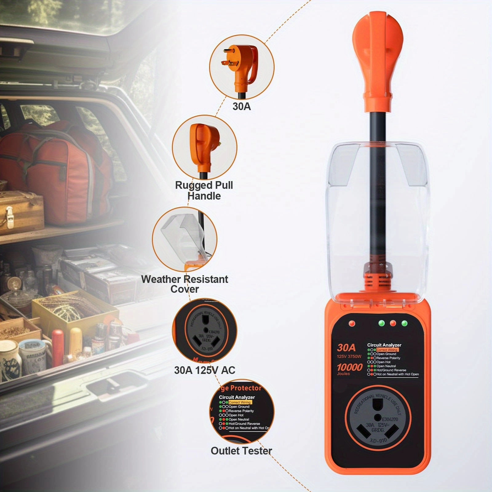 Mpow RV Surge Protector Orange