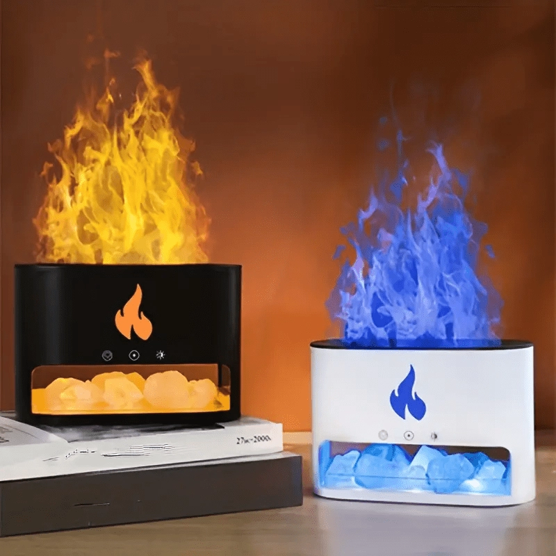 Mpow Salt and Stone Simulation Seven Color Flame Aromatherapy Diffuser