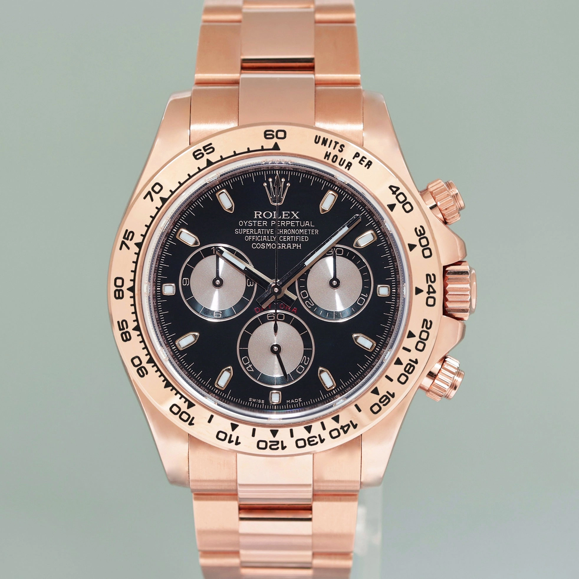 PAPERS MINT Rolex Daytona Cosmograph 18k Rose Gold Black Dial 116505 Watch