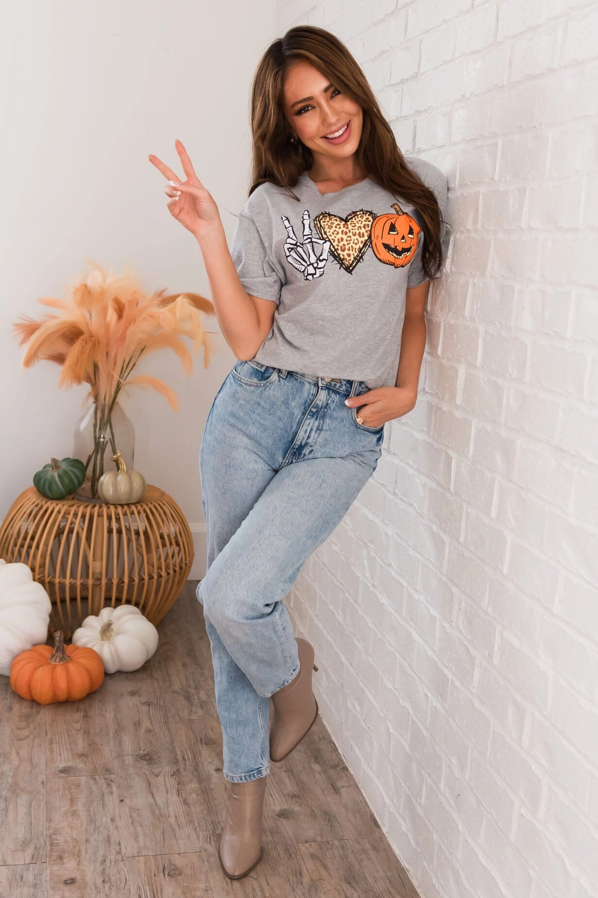 Peace Love Pumpkin Modest Graphic Tee