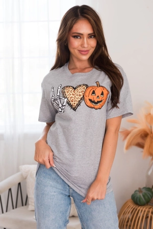 Peace Love Pumpkin Modest Graphic Tee