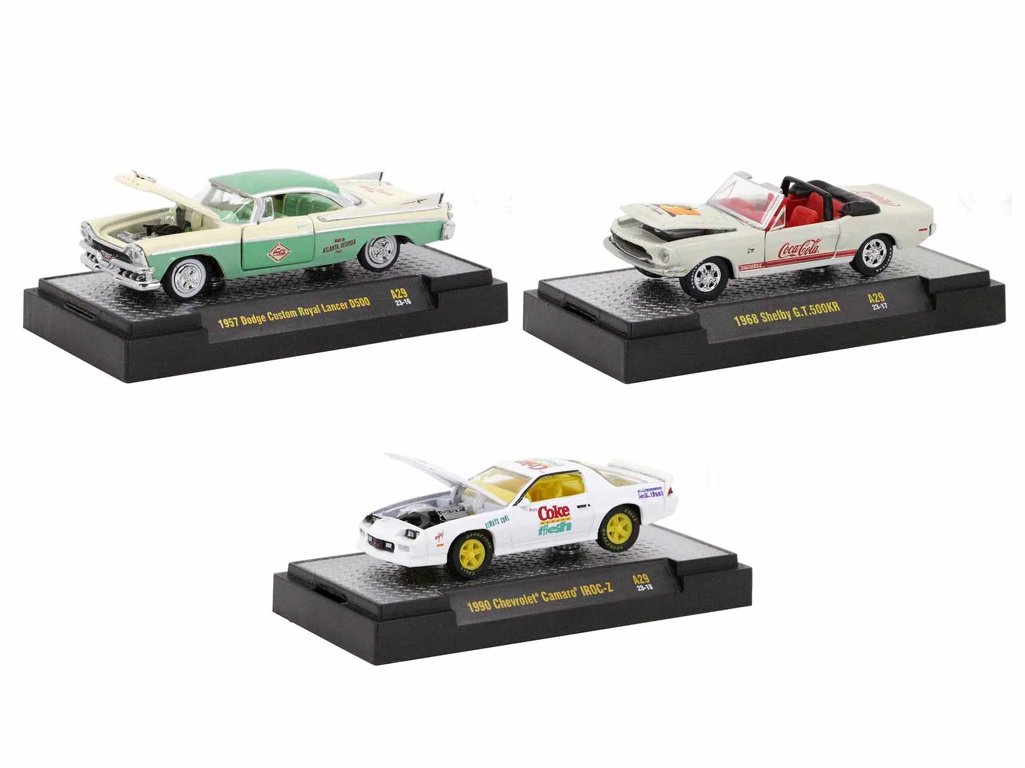 "Coca-Cola" Set of 3 pieces Release 29 Limited Edition to 5250 pieces Worldwide 1/64 Diecast Model Cars by M2 Machines