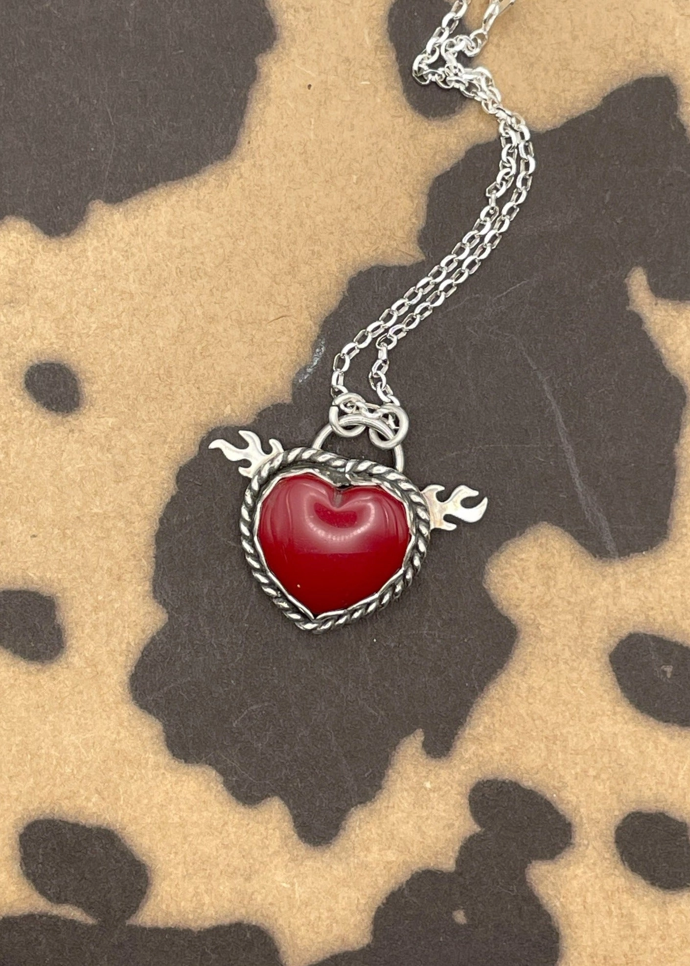 Rosarita Heart with Flame Detail Pendant