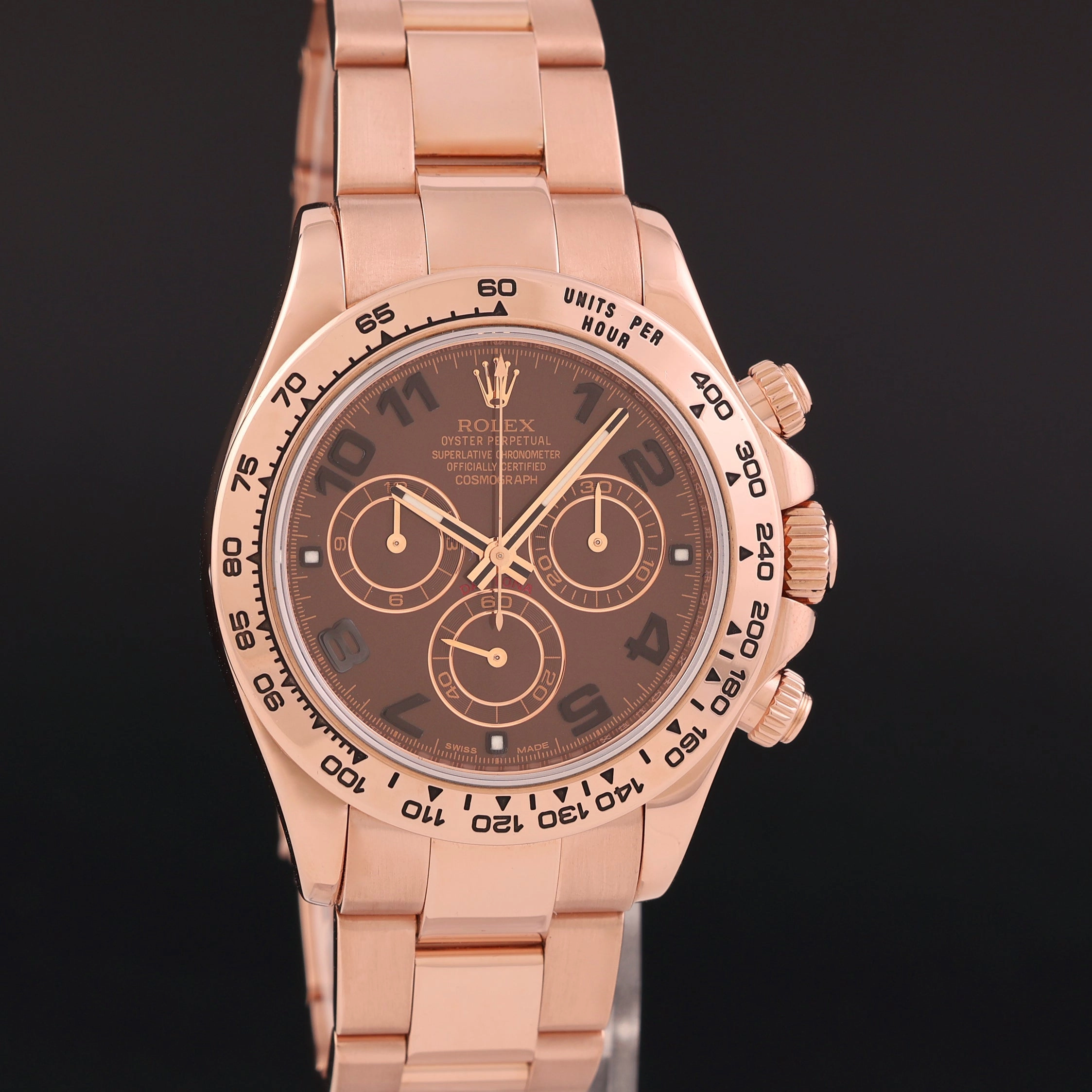 RSC PAPERS Rolex Daytona Chrono Rose Gold Chocolate Arabic 116505 Chrono Watch