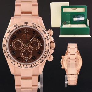 RSC PAPERS Rolex Daytona Chrono Rose Gold Chocolate Arabic 116505 Chrono Watch