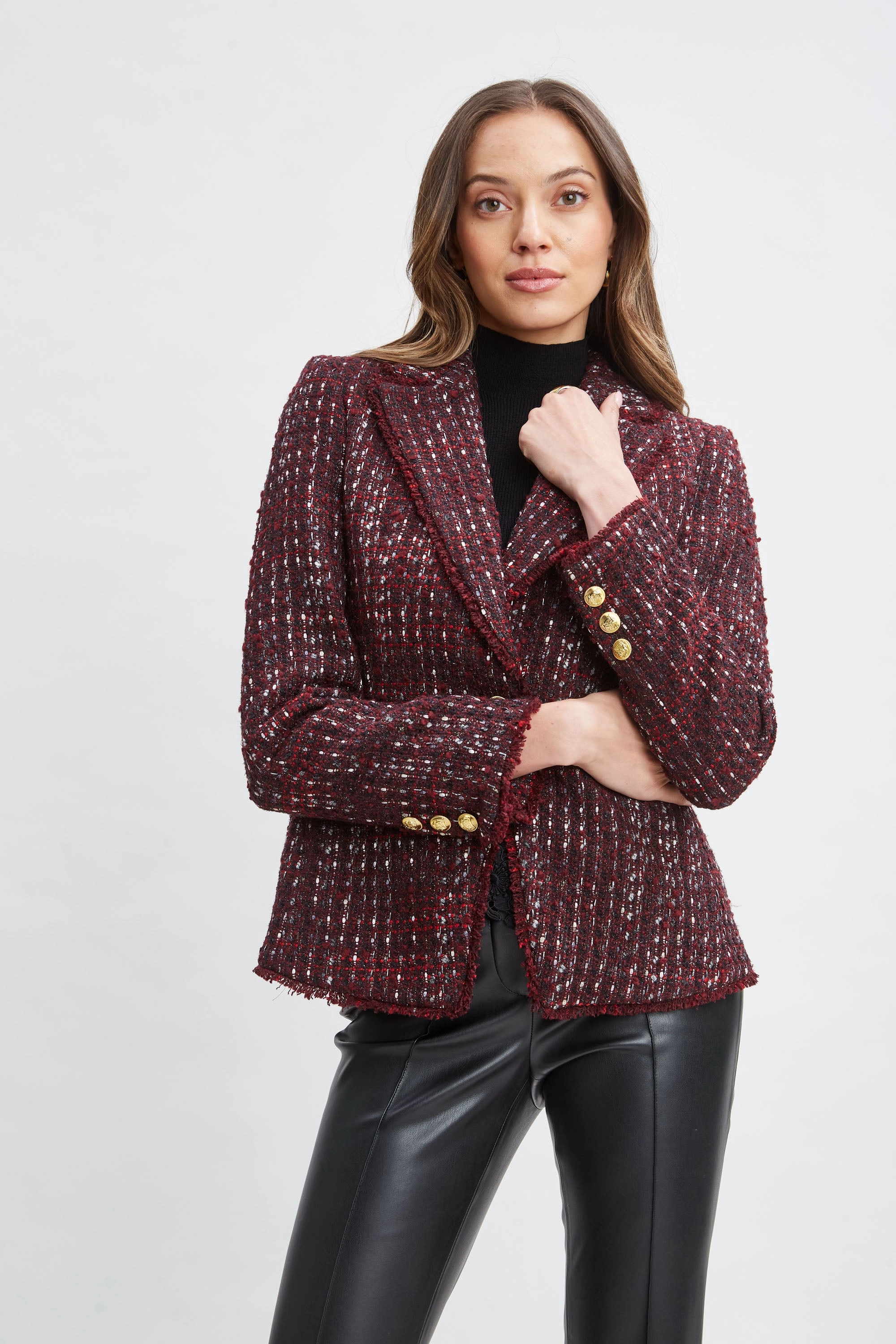 Tweed Single Button Blazer