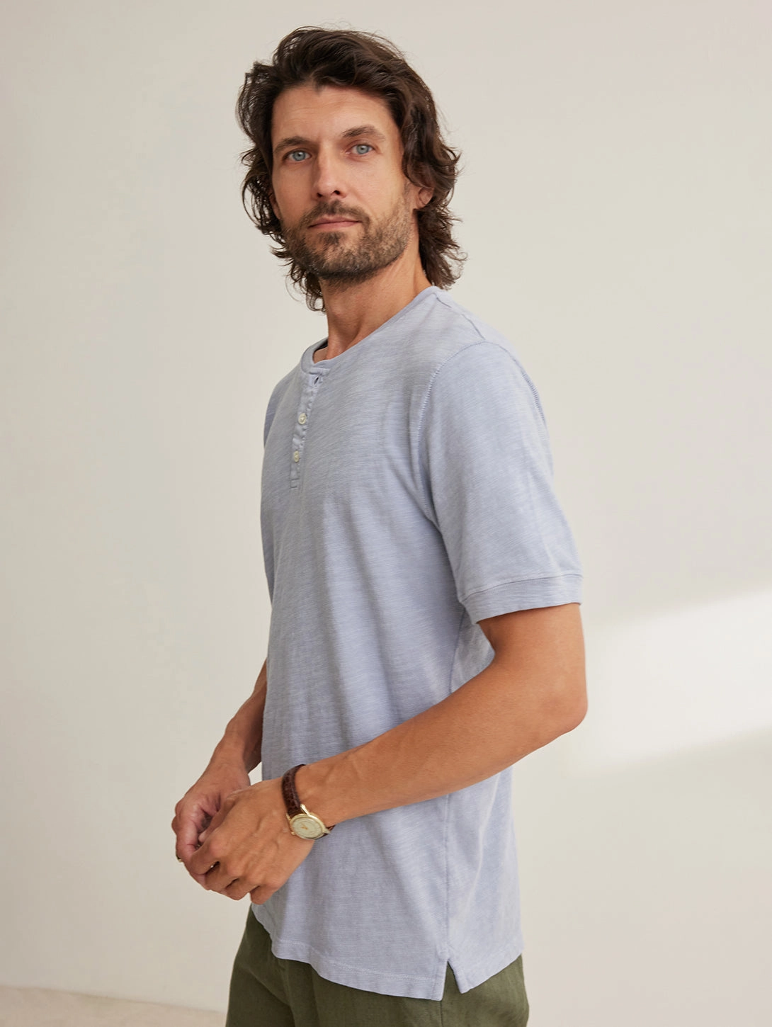 Vito Slub Henley Tee - Capri