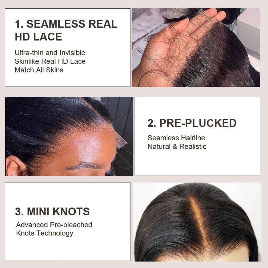 WOWANGEL Skinlike Real HD Full Frontal Lace Wig 13X4 Straight Clean Pre Plucked Hairline