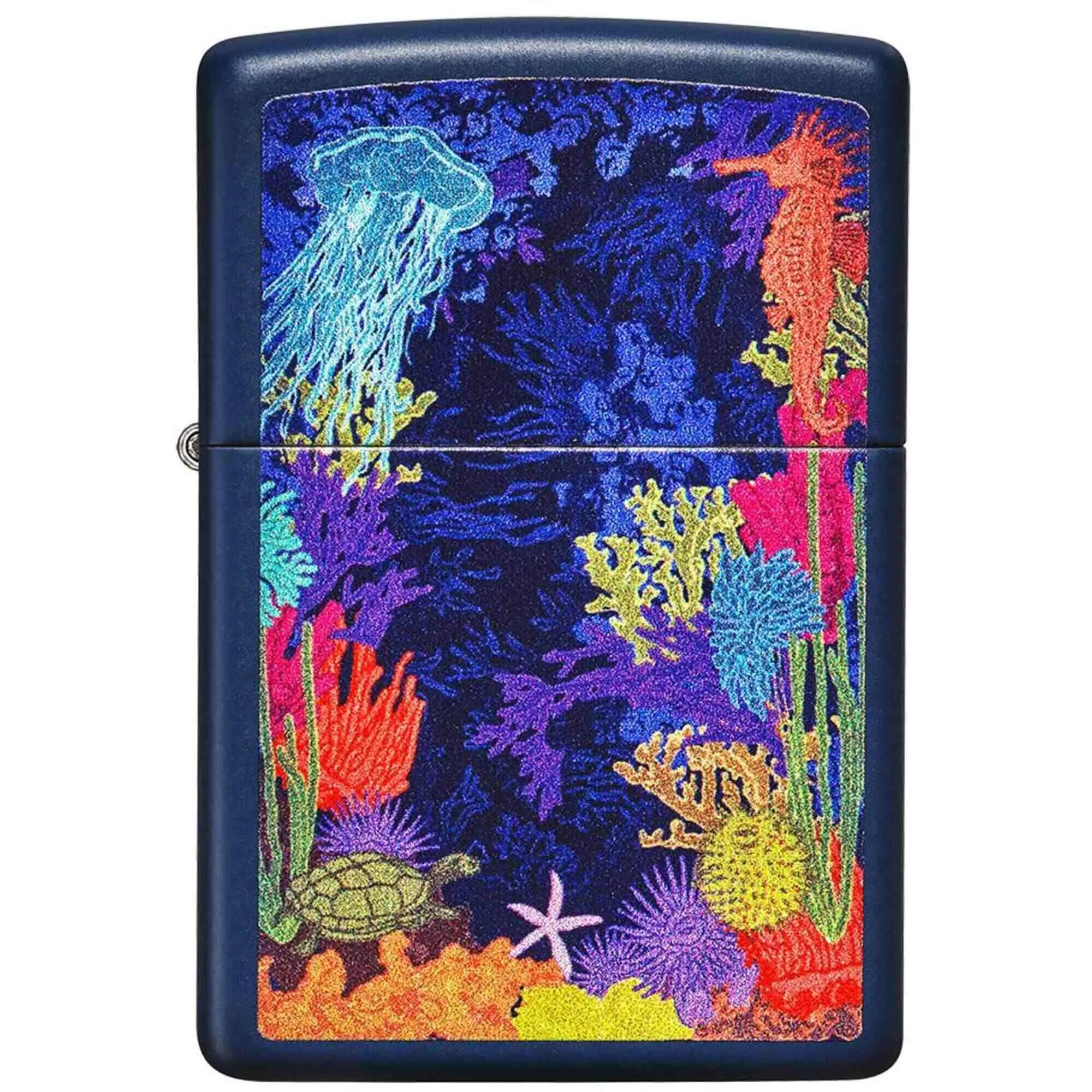 Zippo Windproof Pocket Lighter - Sea Life Design Navy Matte Metal | 49409